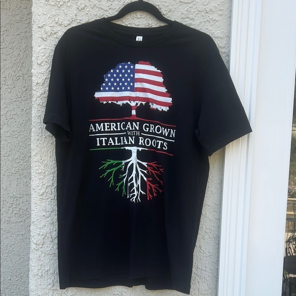 Bella Canvas Black Tshirt with American Grown With Italian Roots Size XL